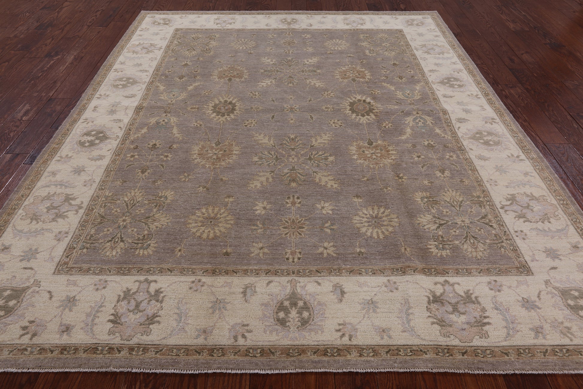 Grey Peshawar Handmade Wool Rug - 8' 2" X 9' 10" - Golden Nile