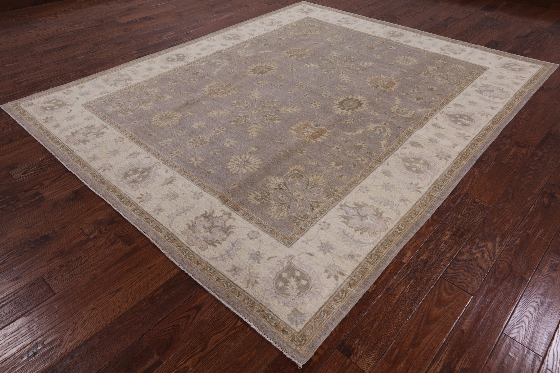 Grey Peshawar Handmade Wool Rug - 8' 2" X 9' 10" - Golden Nile