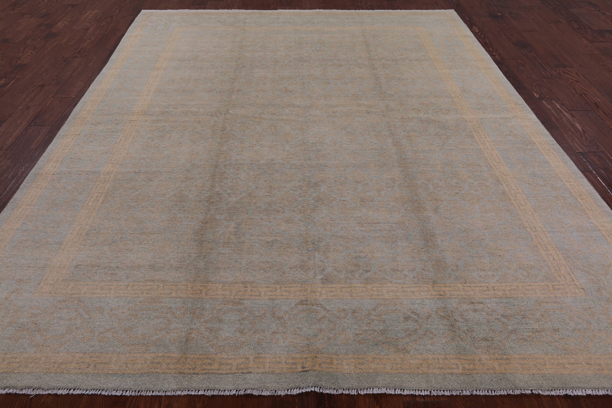 Chobi Peshawar Hand Knotted Wool Rug - 8' 1" X 9' 10" - Golden Nile
