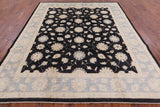 Black Chobi Peshawar Hand Knotted Wool Rug - 8' 2" X 9' 10" - Golden Nile