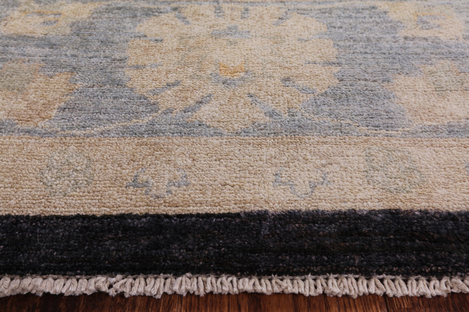 Black Chobi Peshawar Hand Knotted Wool Rug - 8' 2" X 9' 10" - Golden Nile