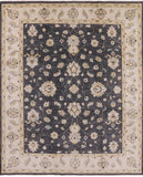 Grey Chobi Peshawar Hand Knotted Wool Rug - 8' 1" X 9' 9" - Golden Nile