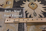 Grey Chobi Peshawar Hand Knotted Wool Rug - 8' 1" X 9' 9" - Golden Nile