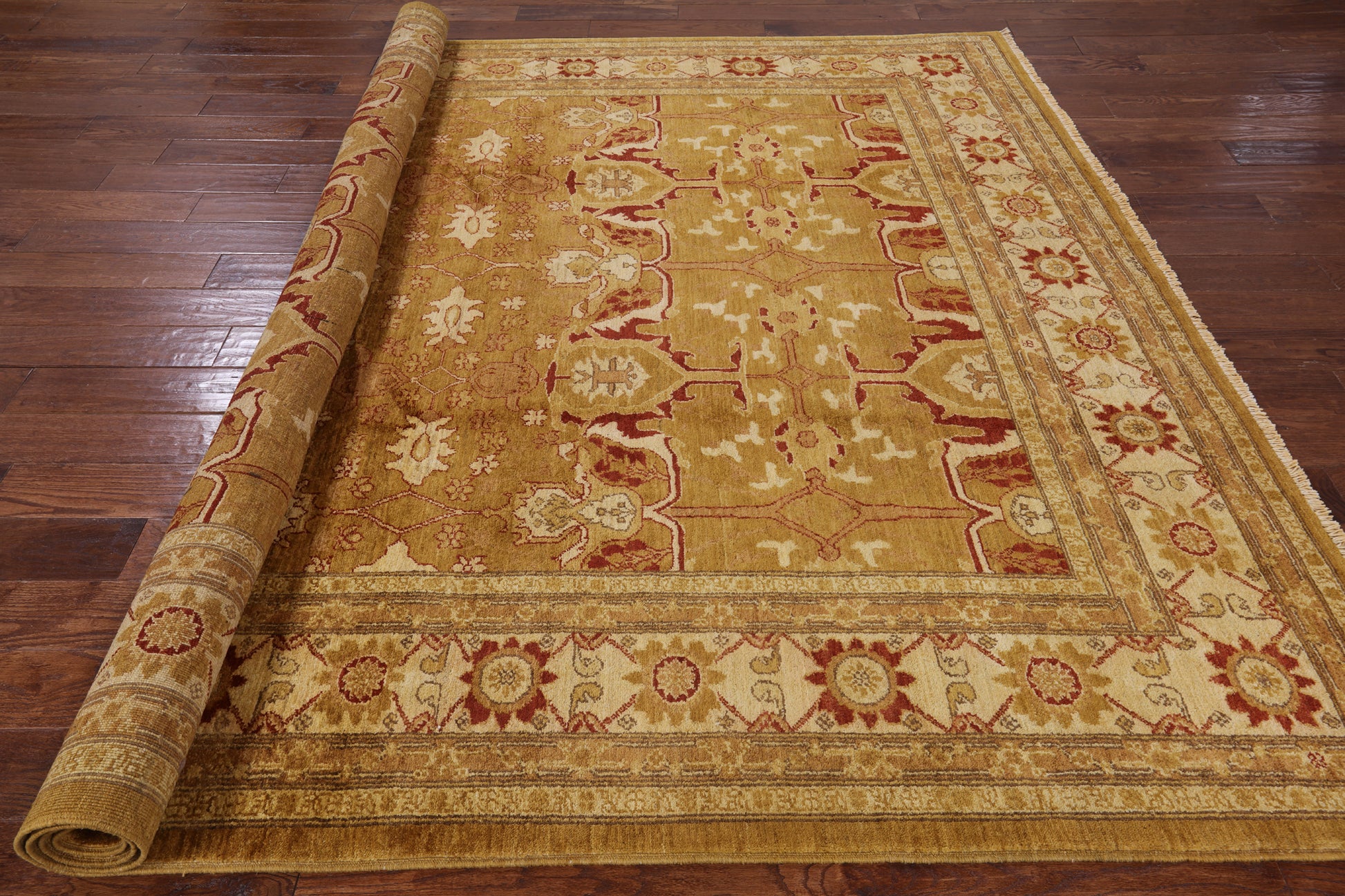 Chobi Peshawar Hand Knotted Wool Area Rug - 8' 2" X 9' 10" - Golden Nile