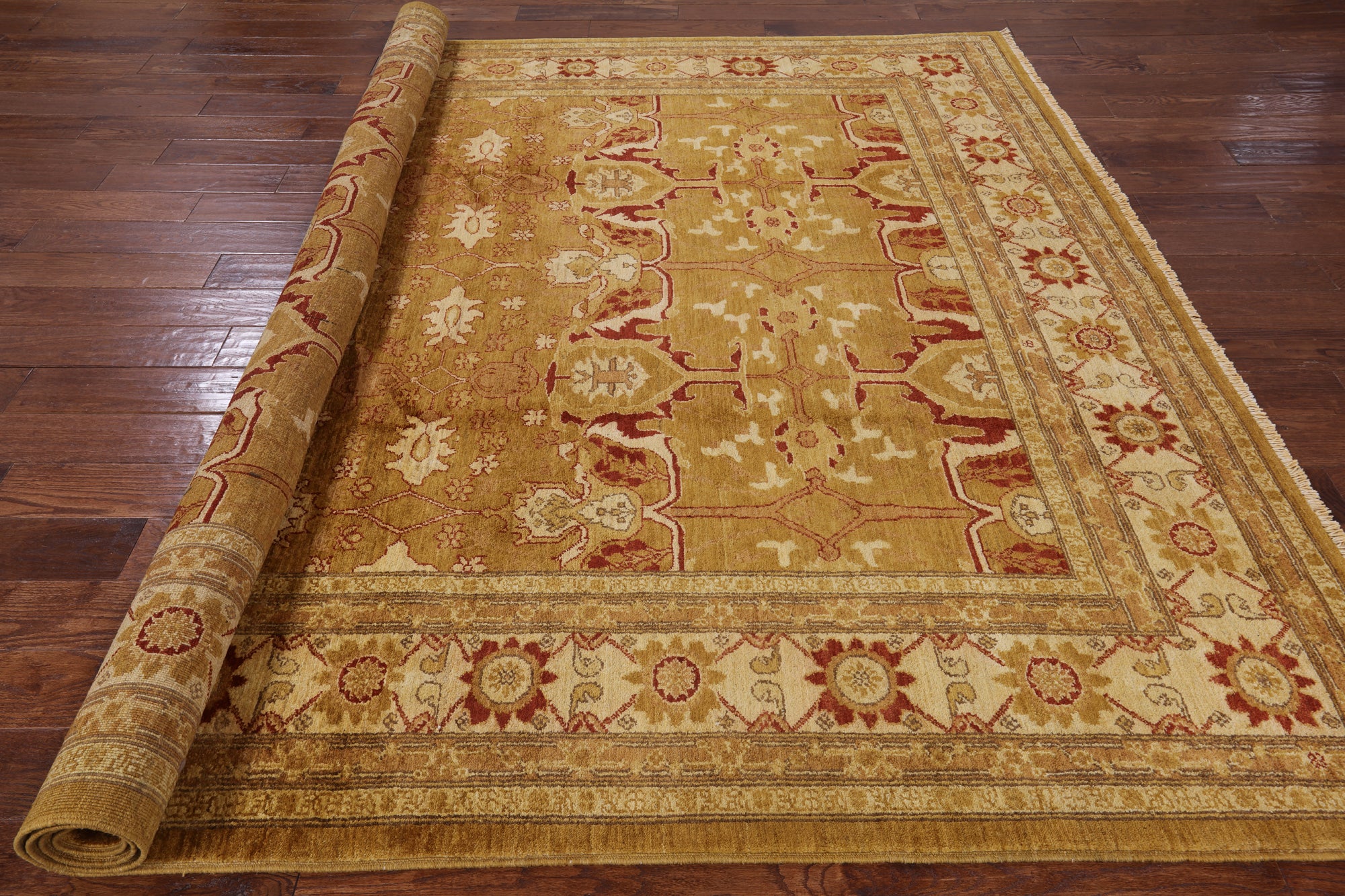 Chobi Peshawar Hand Knotted Wool Area Rug - 8' 2" X 9' 10" - Golden Nile