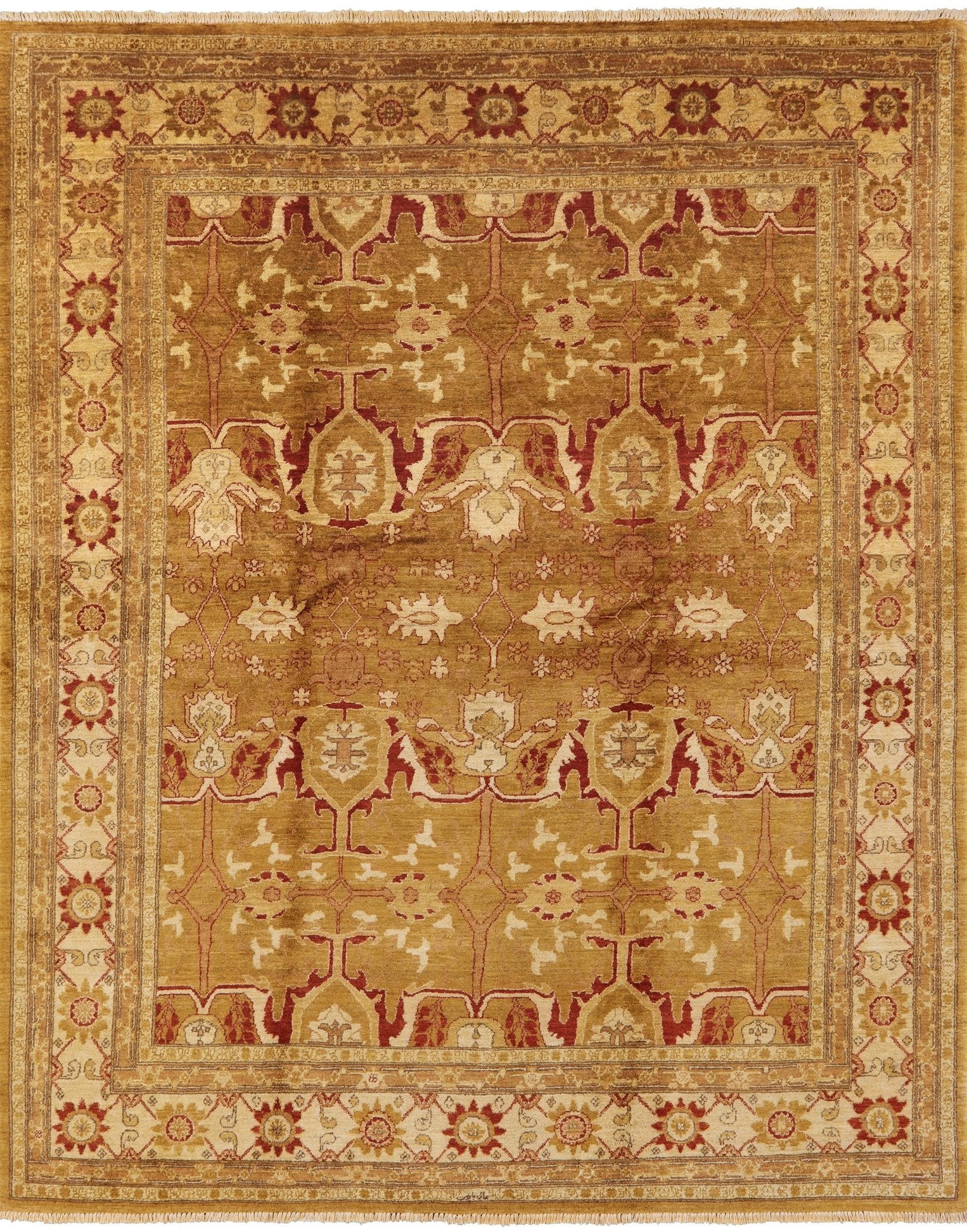 Chobi Peshawar Hand Knotted Wool Area Rug - 8' 2" X 9' 10" - Golden Nile