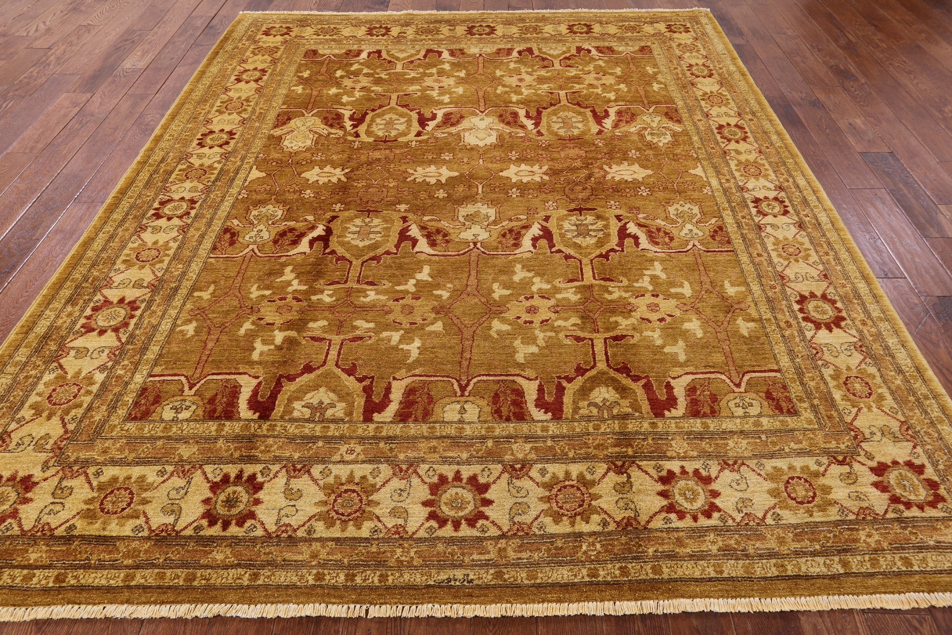 Chobi Peshawar Hand Knotted Wool Area Rug - 8' 2" X 9' 10" - Golden Nile