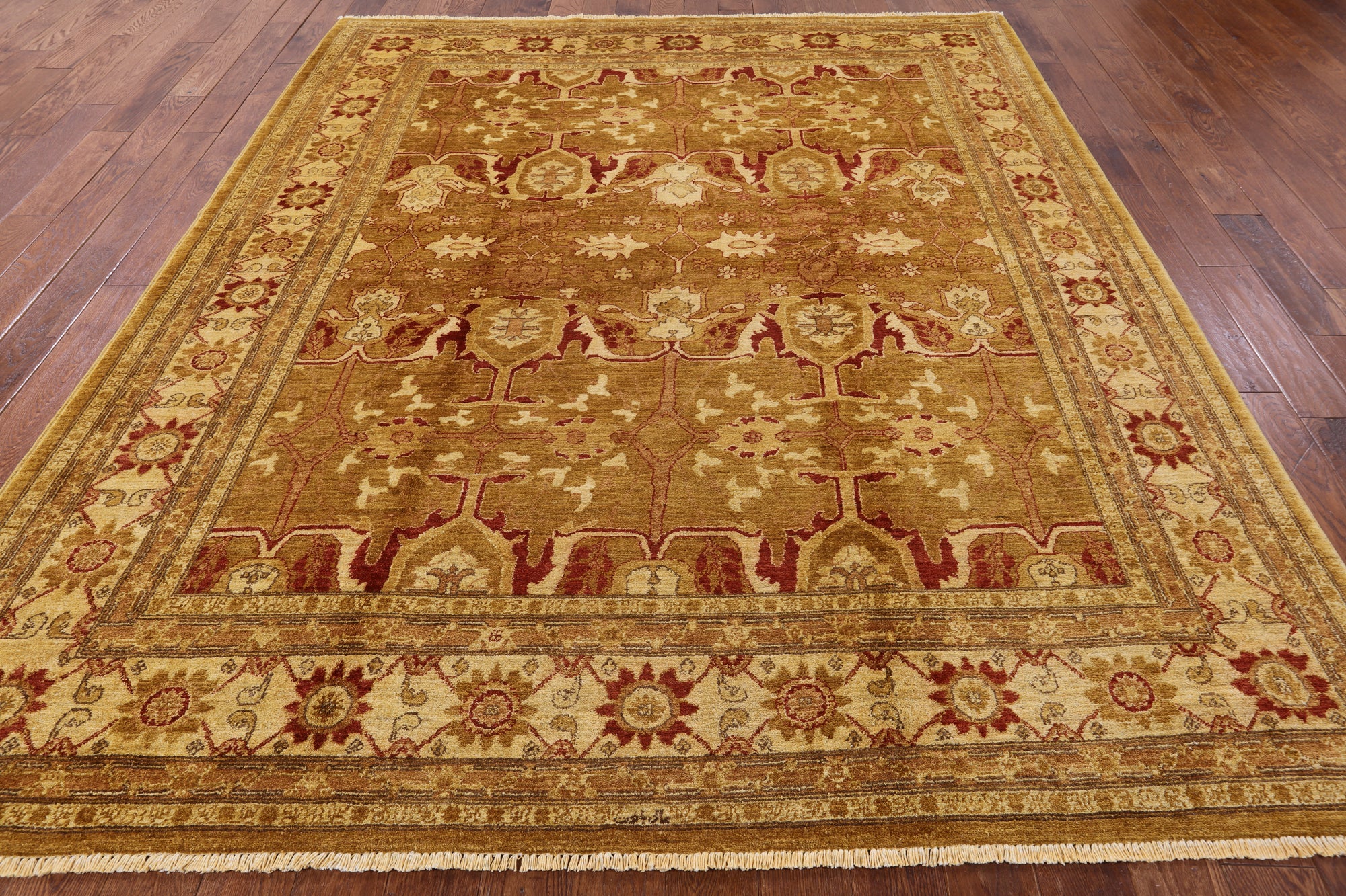 Chobi Peshawar Hand Knotted Wool Area Rug - 8' 2" X 9' 10" - Golden Nile