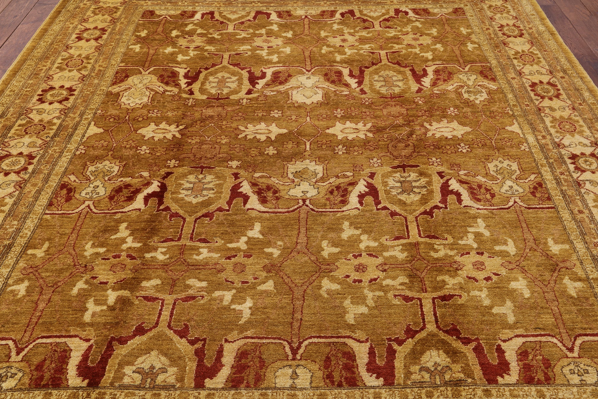 Chobi Peshawar Hand Knotted Wool Area Rug - 8' 2" X 9' 10" - Golden Nile