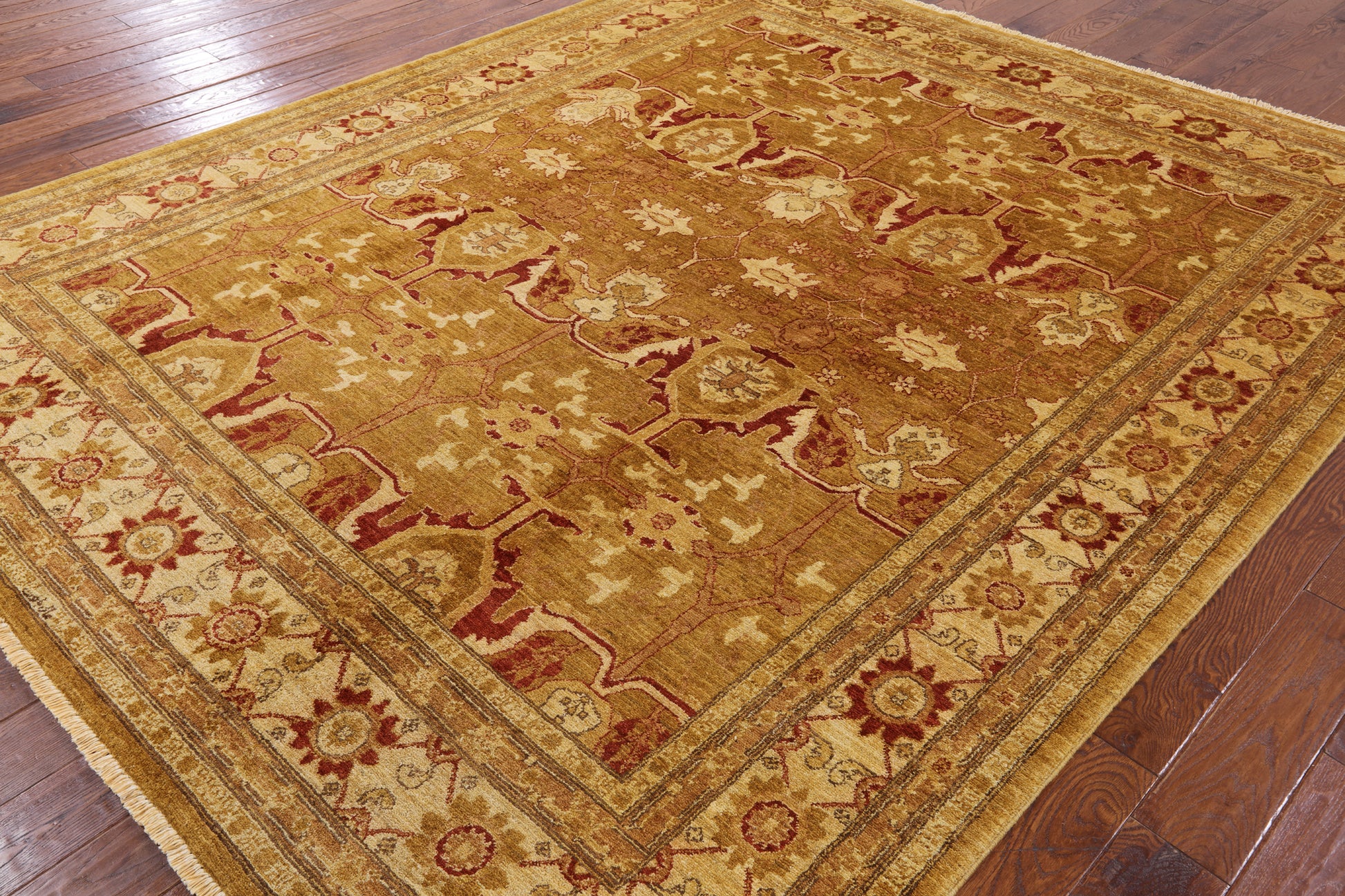Chobi Peshawar Hand Knotted Wool Area Rug - 8' 2" X 9' 10" - Golden Nile