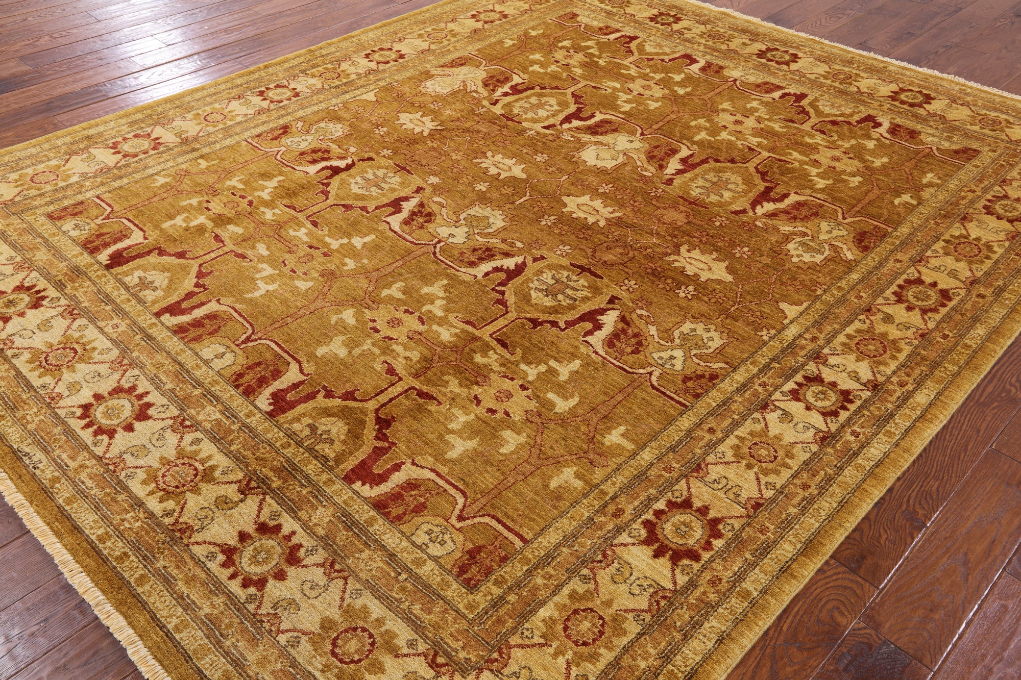 Chobi Peshawar Hand Knotted Wool Area Rug - 8' 2" X 9' 10" - Golden Nile