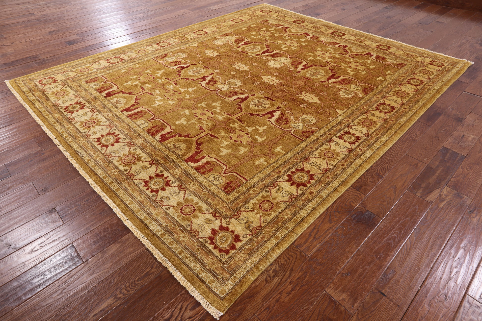 Chobi Peshawar Hand Knotted Wool Area Rug - 8' 2" X 9' 10" - Golden Nile