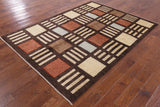 Brown Tribal Gabbeh Hand Knotted Wool Rug - 5' 8" X 7' 10" - Golden Nile