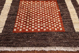 Brown Tribal Gabbeh Hand Knotted Wool Rug - 5' 8" X 7' 10" - Golden Nile