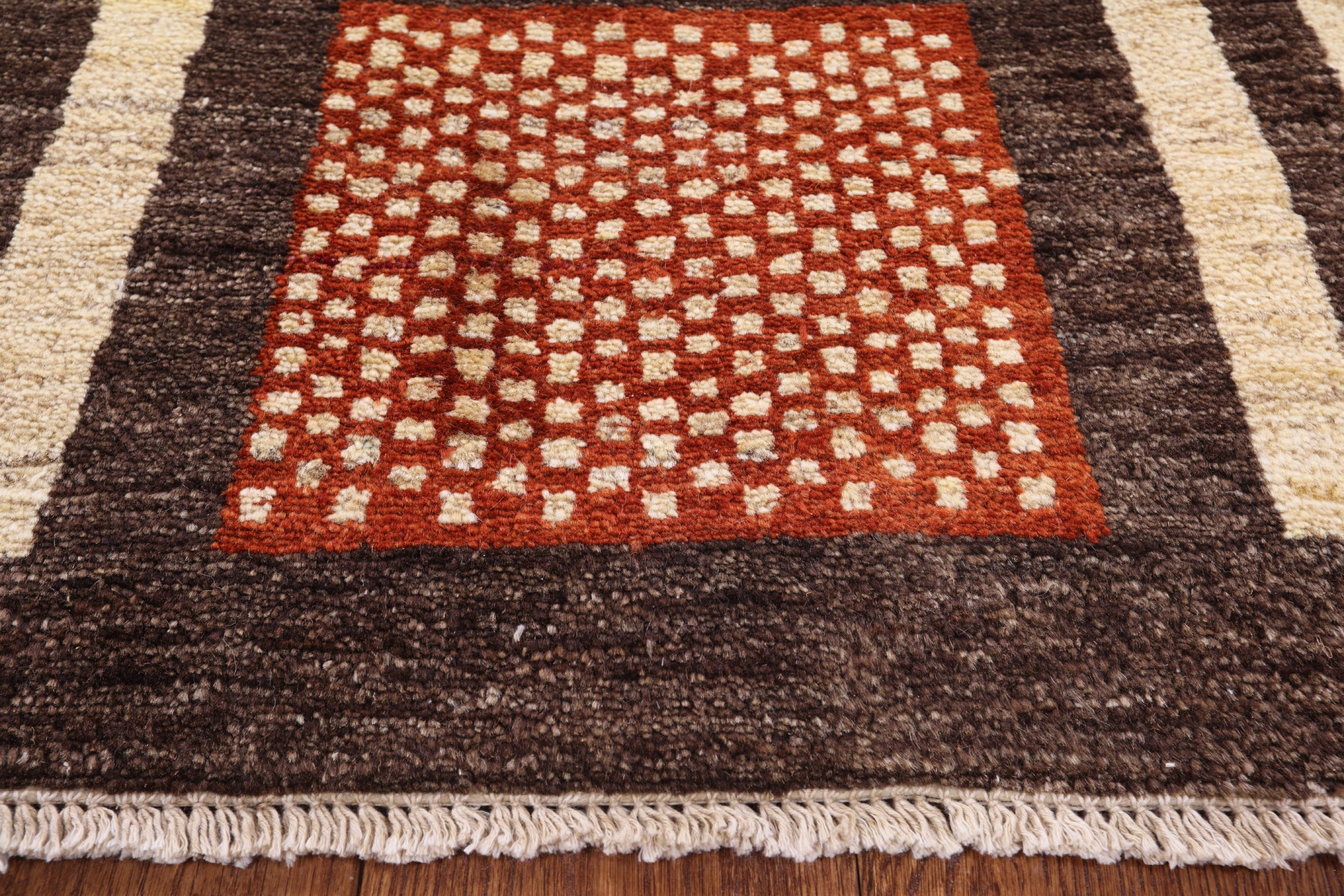 Brown Tribal Gabbeh Hand Knotted Wool Rug - 5' 8" X 7' 10" - Golden Nile