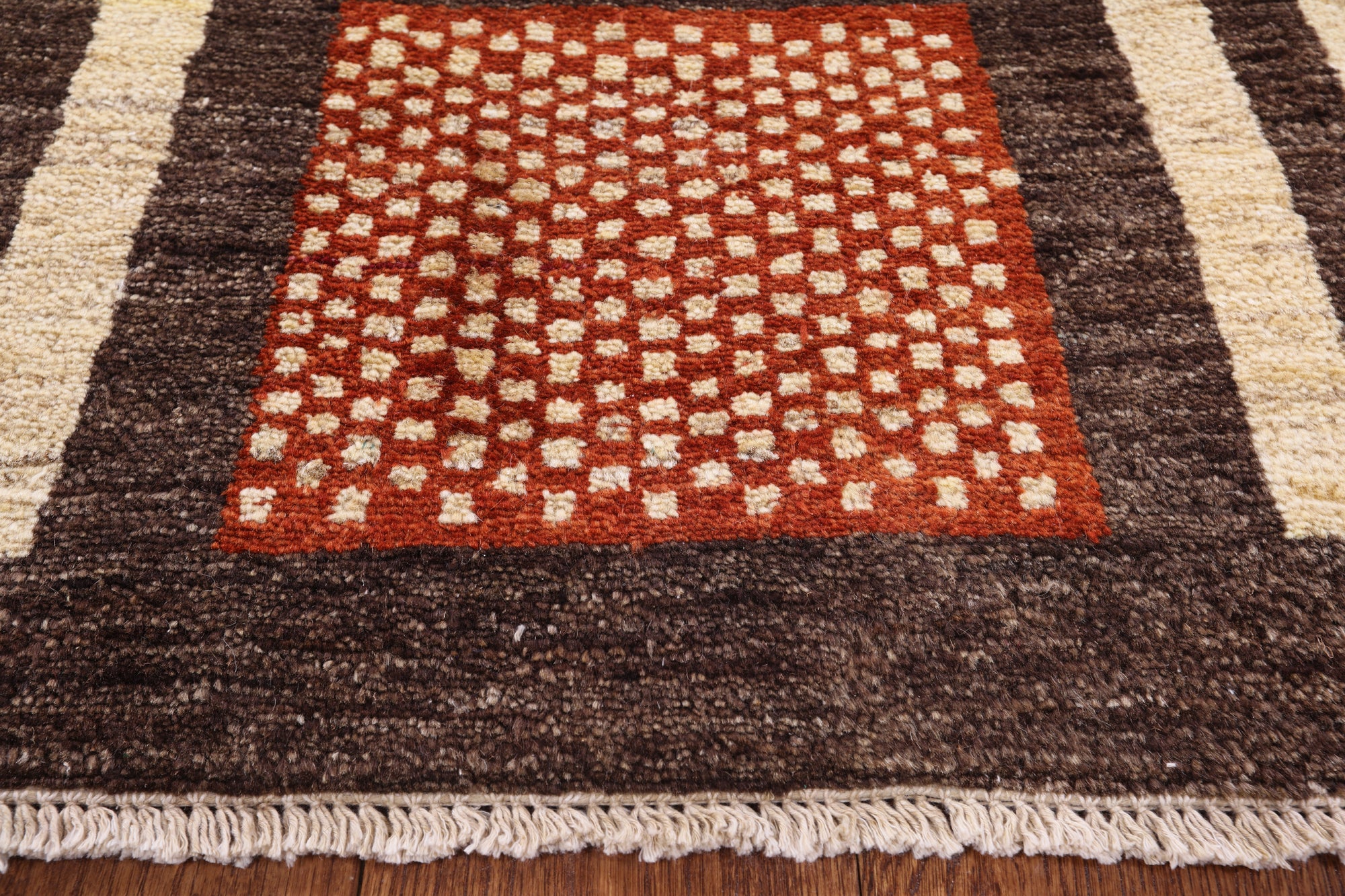 Brown Tribal Gabbeh Hand Knotted Wool Rug - 5' 8" X 7' 10" - Golden Nile