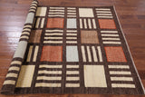 Brown Tribal Gabbeh Hand Knotted Wool Rug - 5' 8" X 7' 10" - Golden Nile