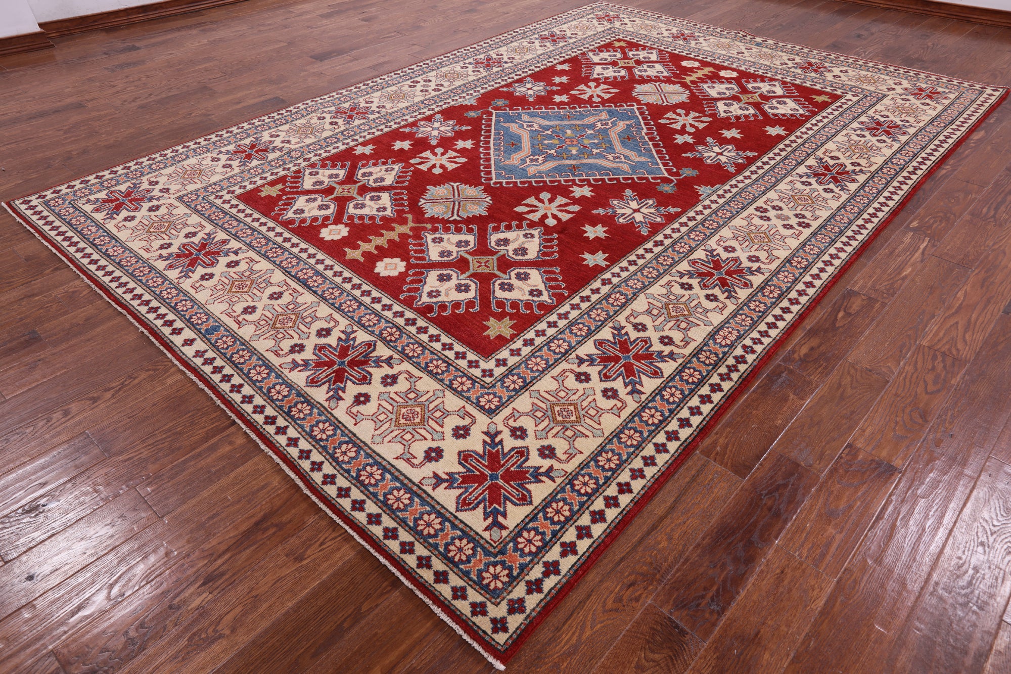 Red Kazak Handmade Wool Rug - 8' 2" X 12' 1" - Golden Nile