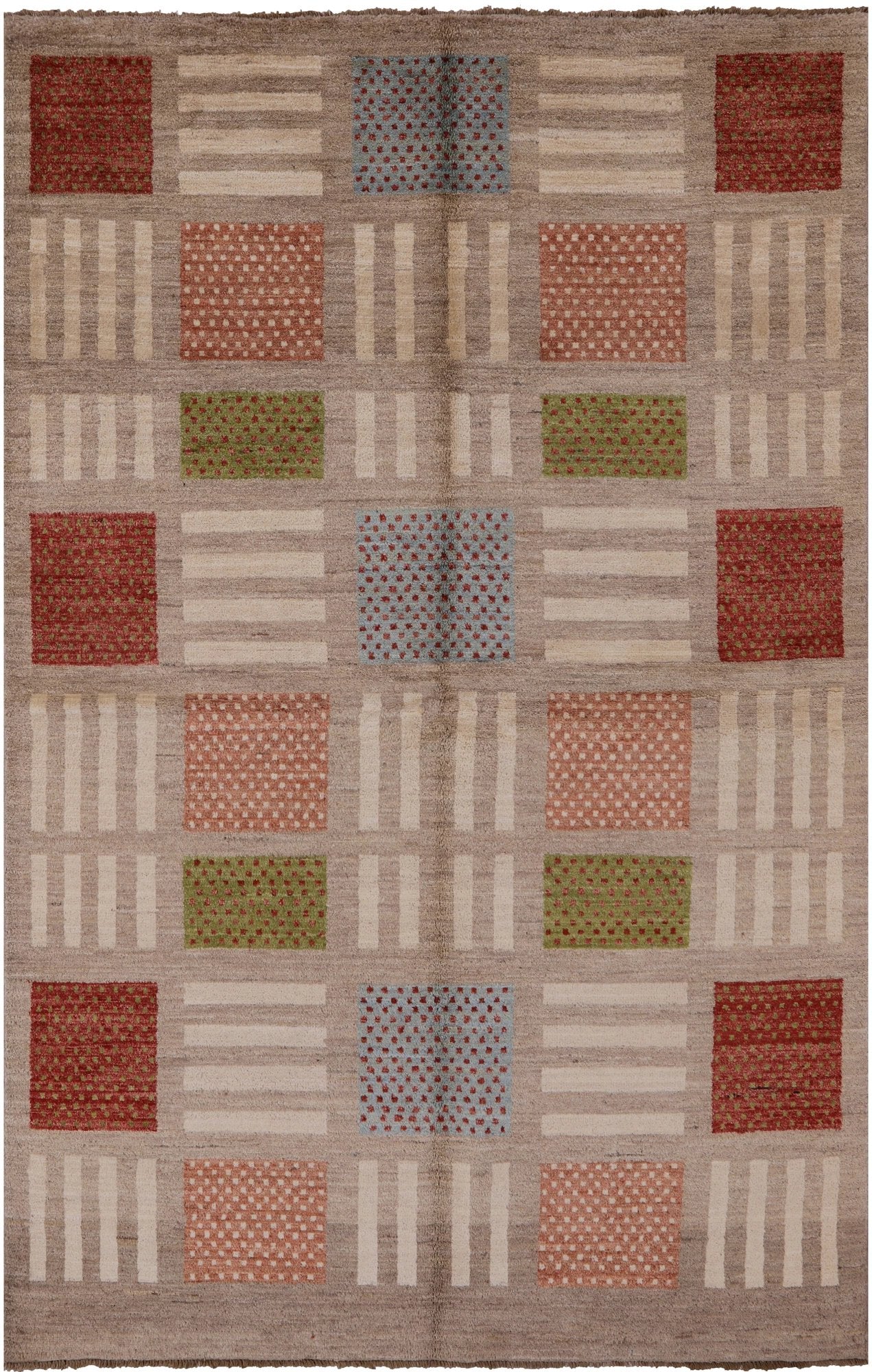 Tribal Gabbeh Hand Knotted Wool Rug - 5' 7" X 8' 8" - Golden Nile