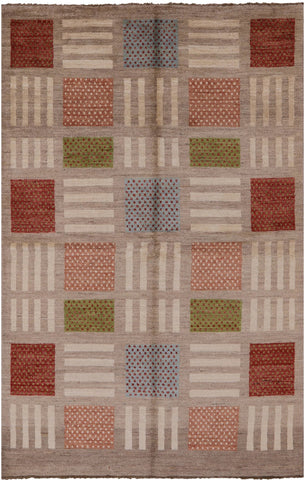 Tribal Gabbeh Hand Knotted Wool Rug - 5' 7
