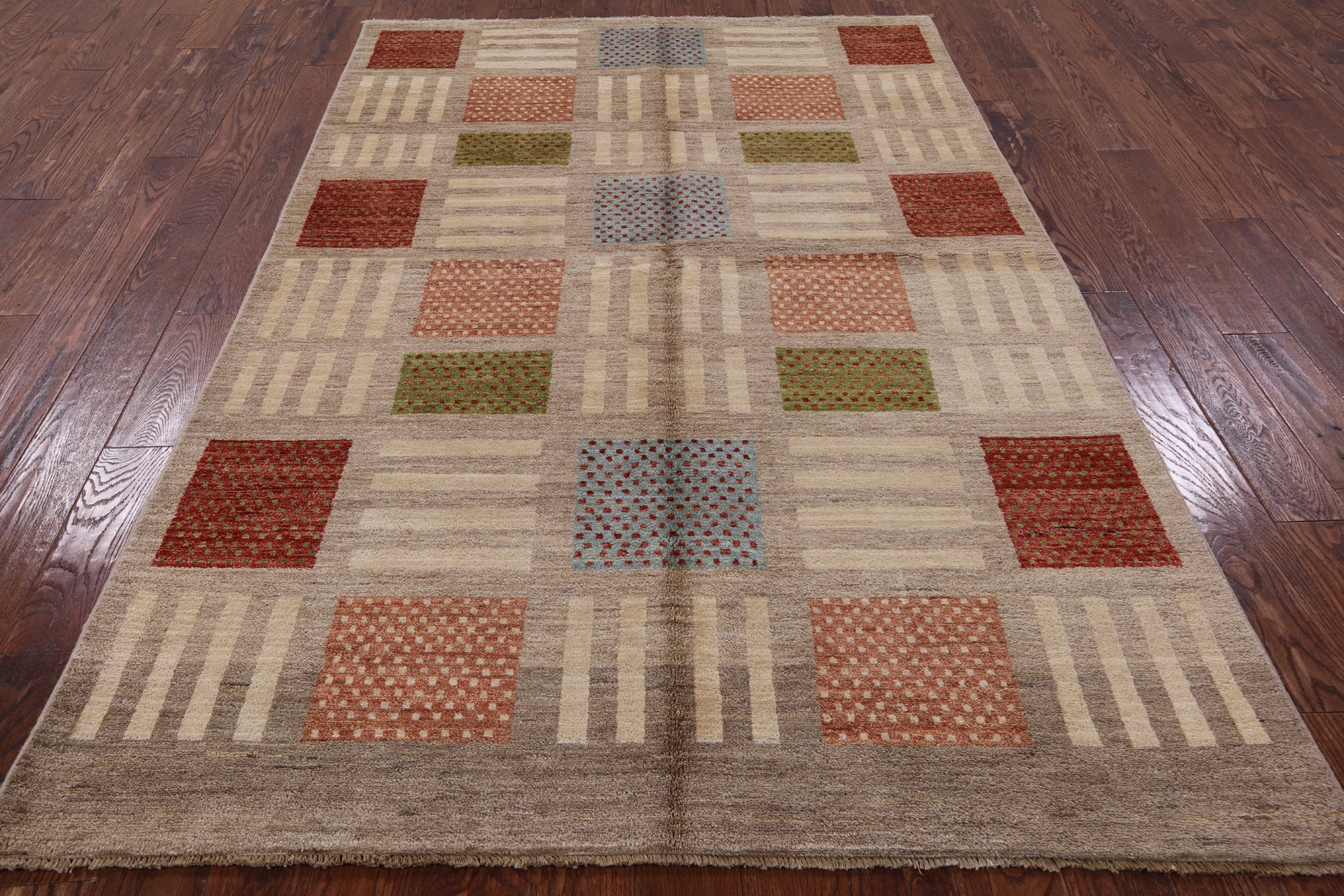 Tribal Gabbeh Hand Knotted Wool Rug - 5' 7" X 8' 8" - Golden Nile