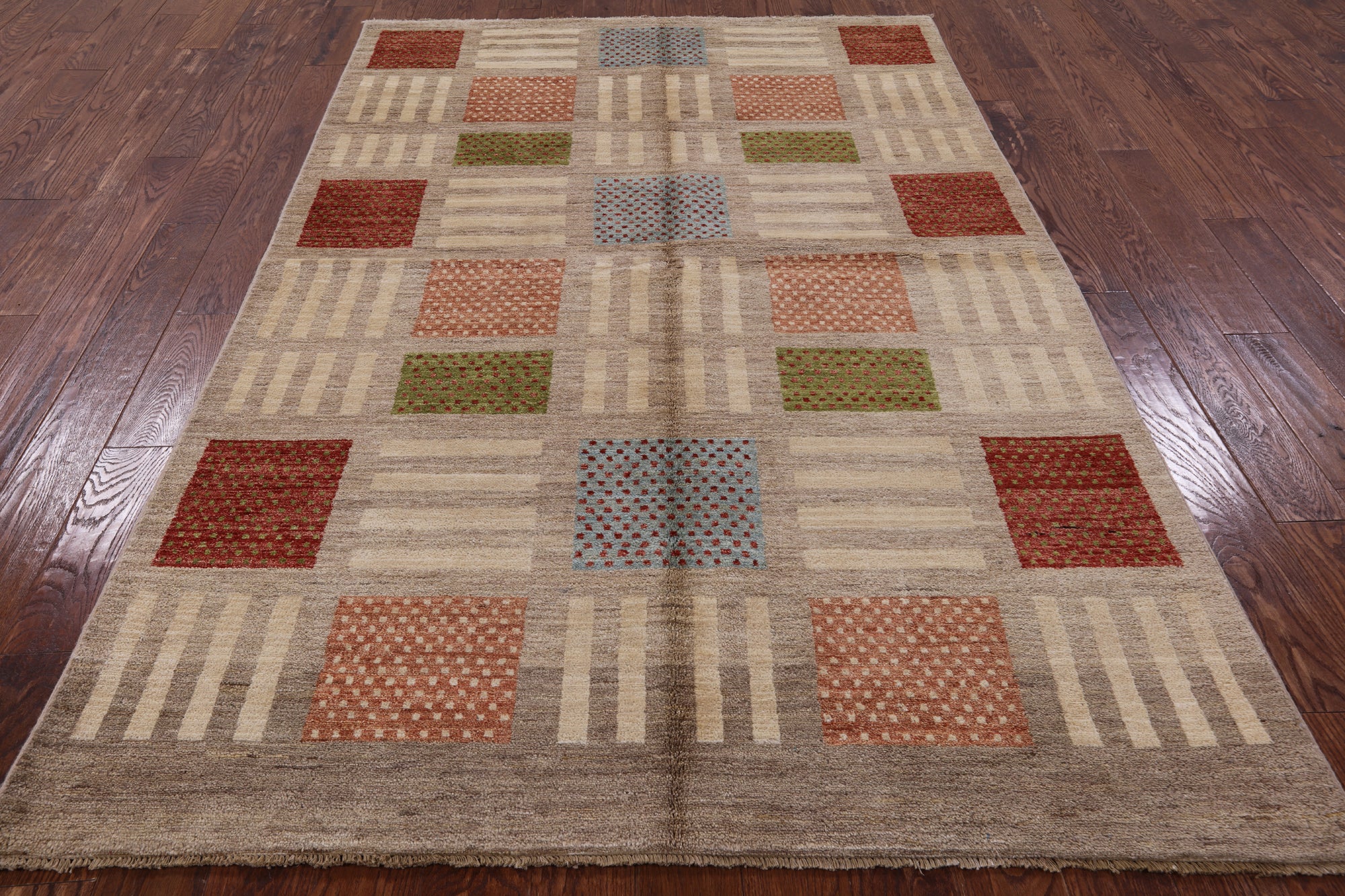 Tribal Gabbeh Hand Knotted Wool Rug - 5' 7" X 8' 8" - Golden Nile