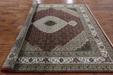 8 X 8 Square Maroon Tabriz Hand Knotted Wool & Silk Area Rug - Golden Nile