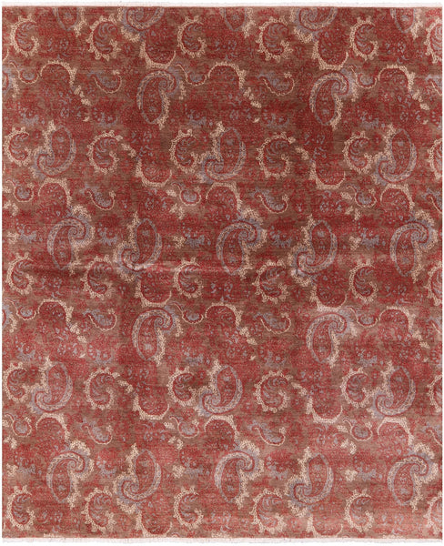 William Morris Hand Knotted Wool & Silk Rug - 8' 0" X 9' 10" - Golden Nile