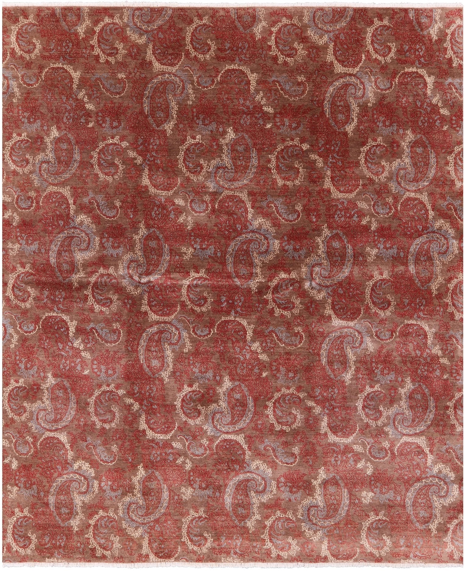 William Morris Hand Knotted Wool & Silk Rug - 8' 0" X 9' 10" - Golden Nile