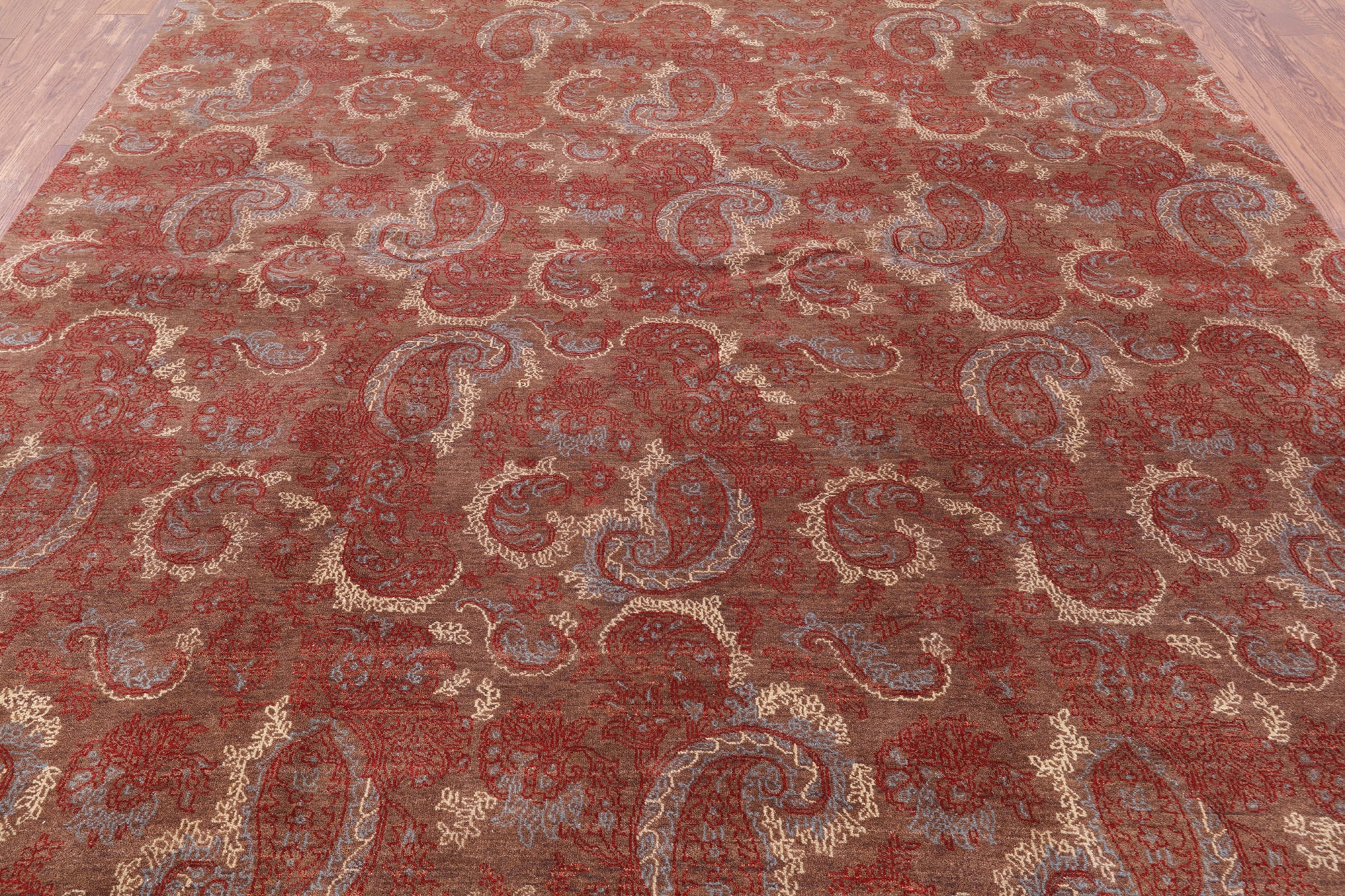 William Morris Hand Knotted Wool & Silk Rug - 8' 0" X 9' 10" - Golden Nile