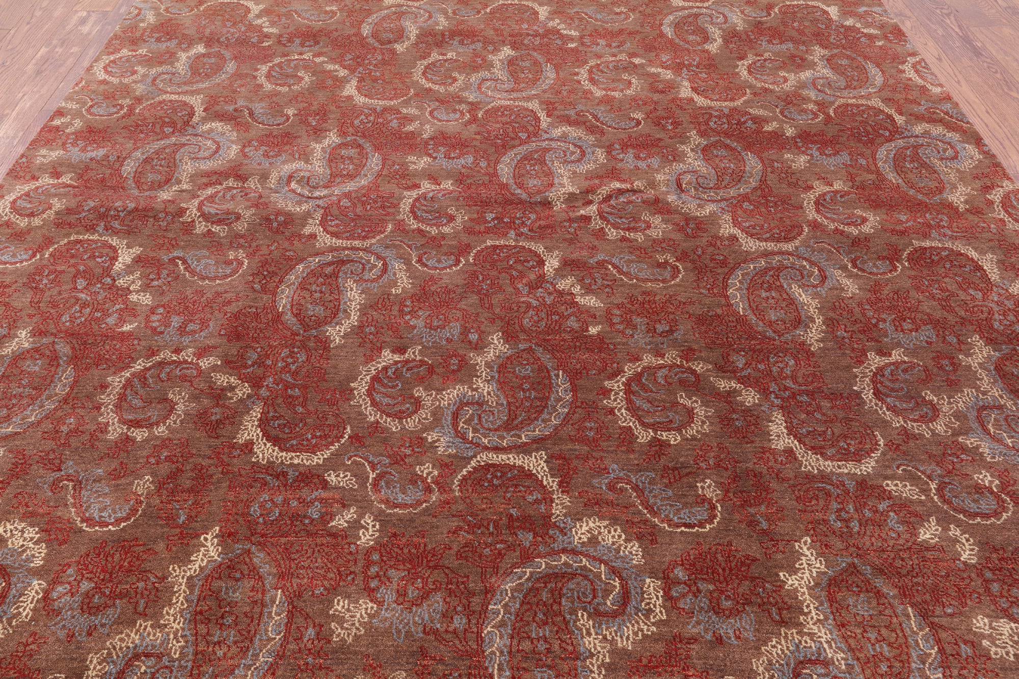 William Morris Hand Knotted Wool & Silk Rug - 8' 0" X 9' 10" - Golden Nile