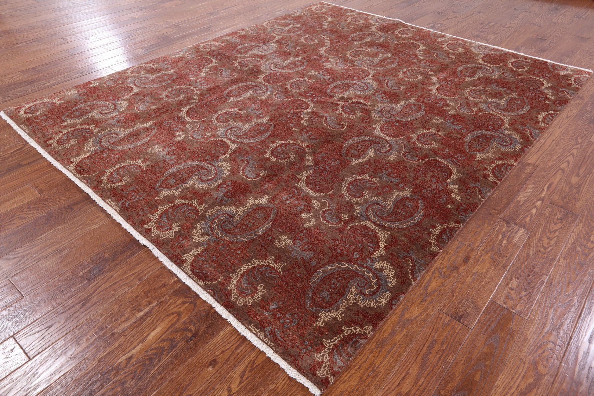 William Morris Hand Knotted Wool & Silk Rug - 8' 0" X 9' 10" - Golden Nile