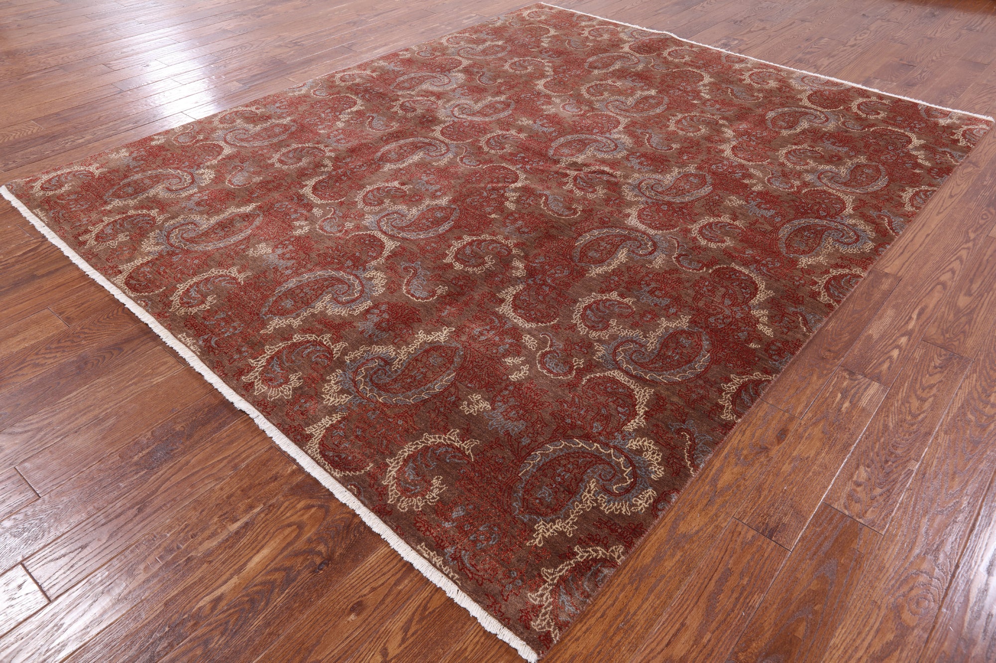 William Morris Hand Knotted Wool & Silk Rug - 8' 0" X 9' 10" - Golden Nile