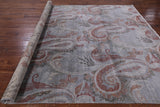 Grey William Morris Handmade Wool & Silk Area Rug - 8' 0" X 10' 0" - Golden Nile