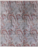Grey William Morris Handmade Wool & Silk Area Rug - 8' 0" X 10' 0" - Golden Nile