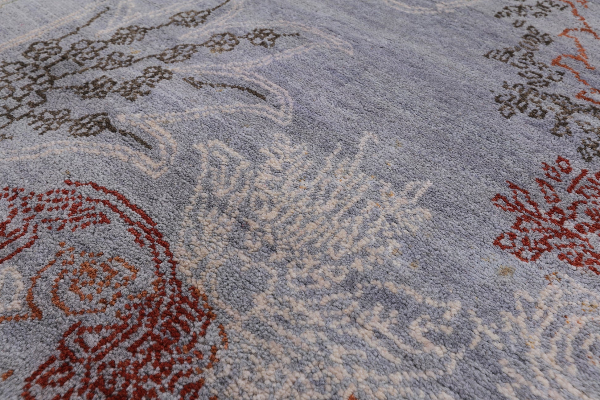 Grey William Morris Handmade Wool & Silk Area Rug - 8' 0" X 10' 0" - Golden Nile