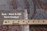 Grey William Morris Handmade Wool & Silk Area Rug - 8' 0" X 10' 0" - Golden Nile