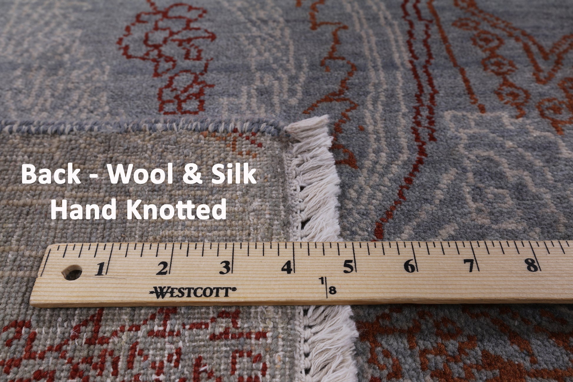 Grey William Morris Handmade Wool & Silk Area Rug - 8' 0" X 10' 0" - Golden Nile