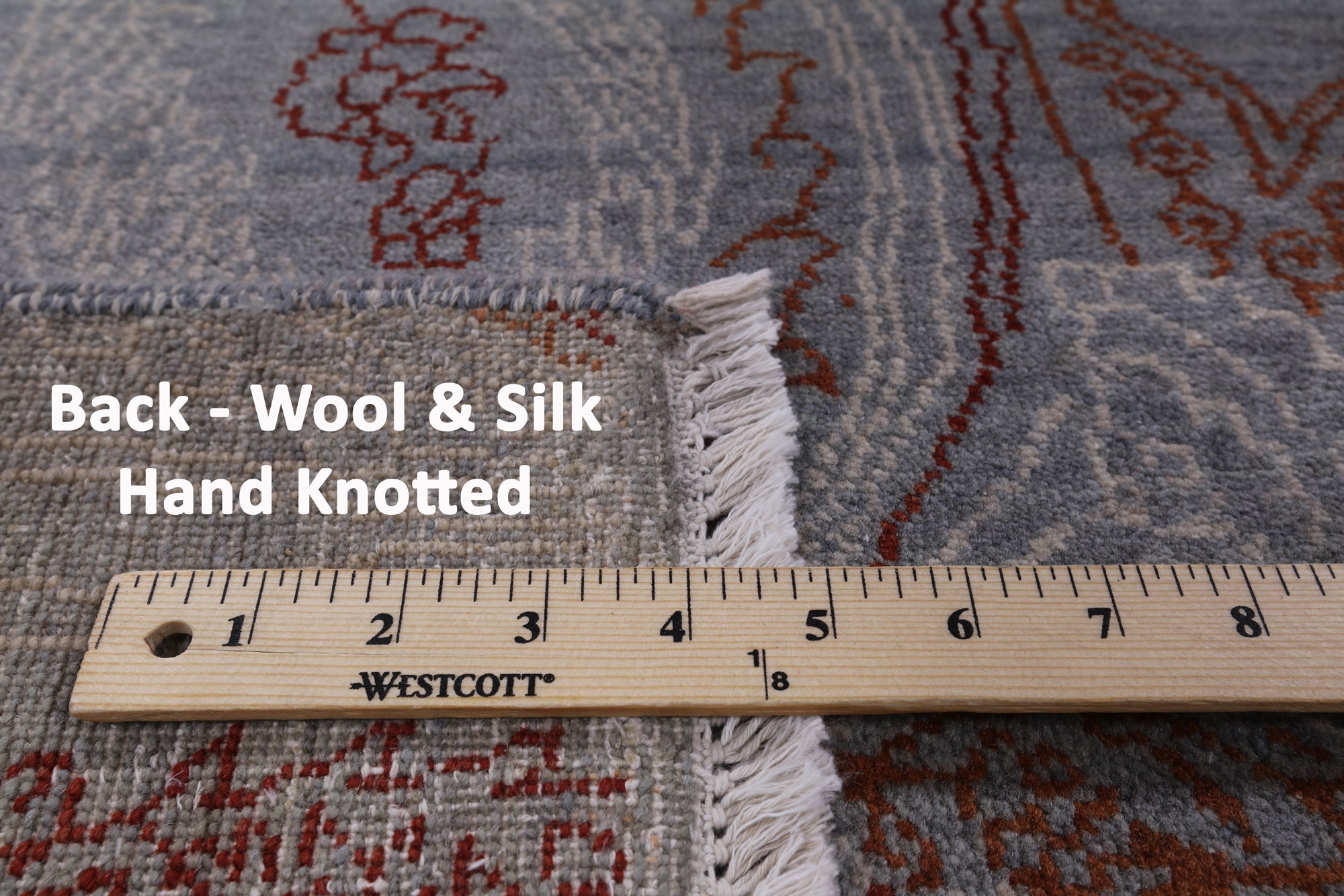 Grey William Morris Handmade Wool & Silk Area Rug - 8' 0" X 10' 0" - Golden Nile