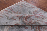 Grey William Morris Handmade Wool & Silk Area Rug - 8' 0" X 10' 0" - Golden Nile