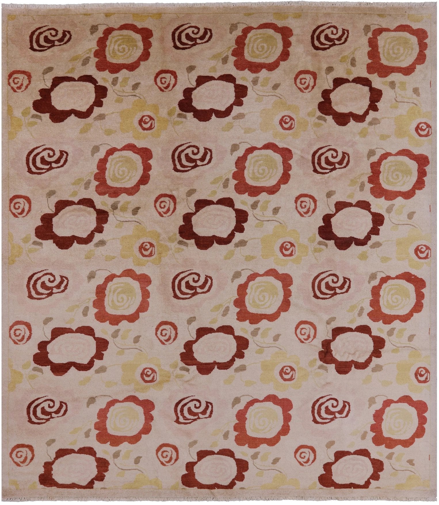 Ivory Tribal Gabbeh Handmade Wool Rug - 8' 8" X 9' 10" - Golden Nile