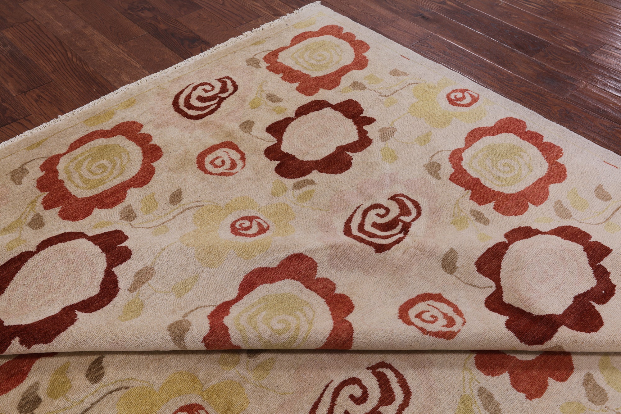 Ivory Tribal Gabbeh Handmade Wool Rug - 8' 8" X 9' 10" - Golden Nile
