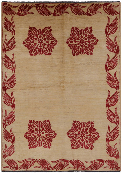 Ivory Peshawar Wool On Wool Area Rug - 5' 8" X 8' 1" - Golden Nile