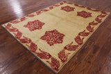 Ivory Peshawar Wool On Wool Area Rug - 5' 8" X 8' 1" - Golden Nile