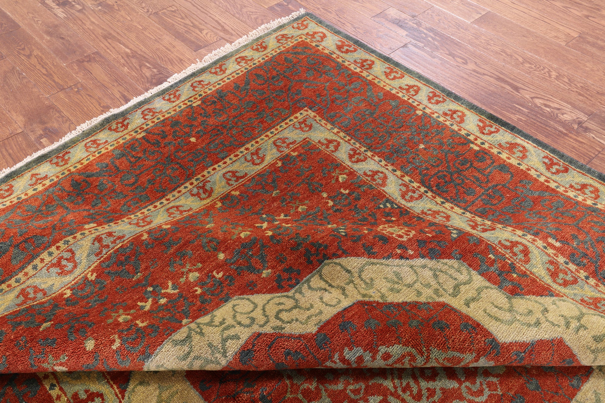 Geometric Persian Mamluk Hand Knotted Wool Rug - 8' 0" X 10' 0'' - Golden Nile
