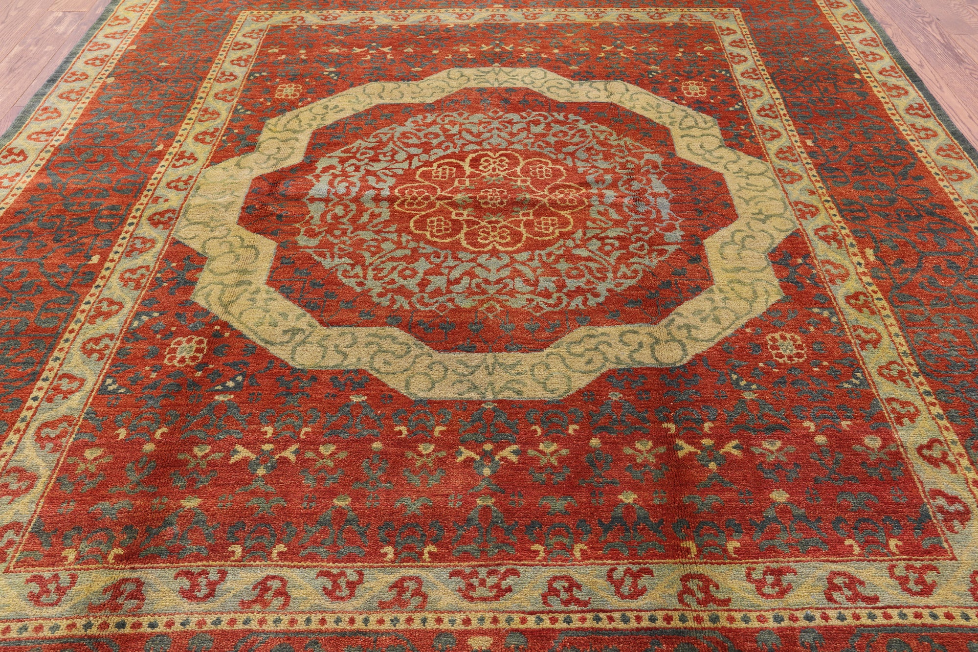 Geometric Persian Mamluk Hand Knotted Wool Rug - 8' 0" X 10' 0'' - Golden Nile