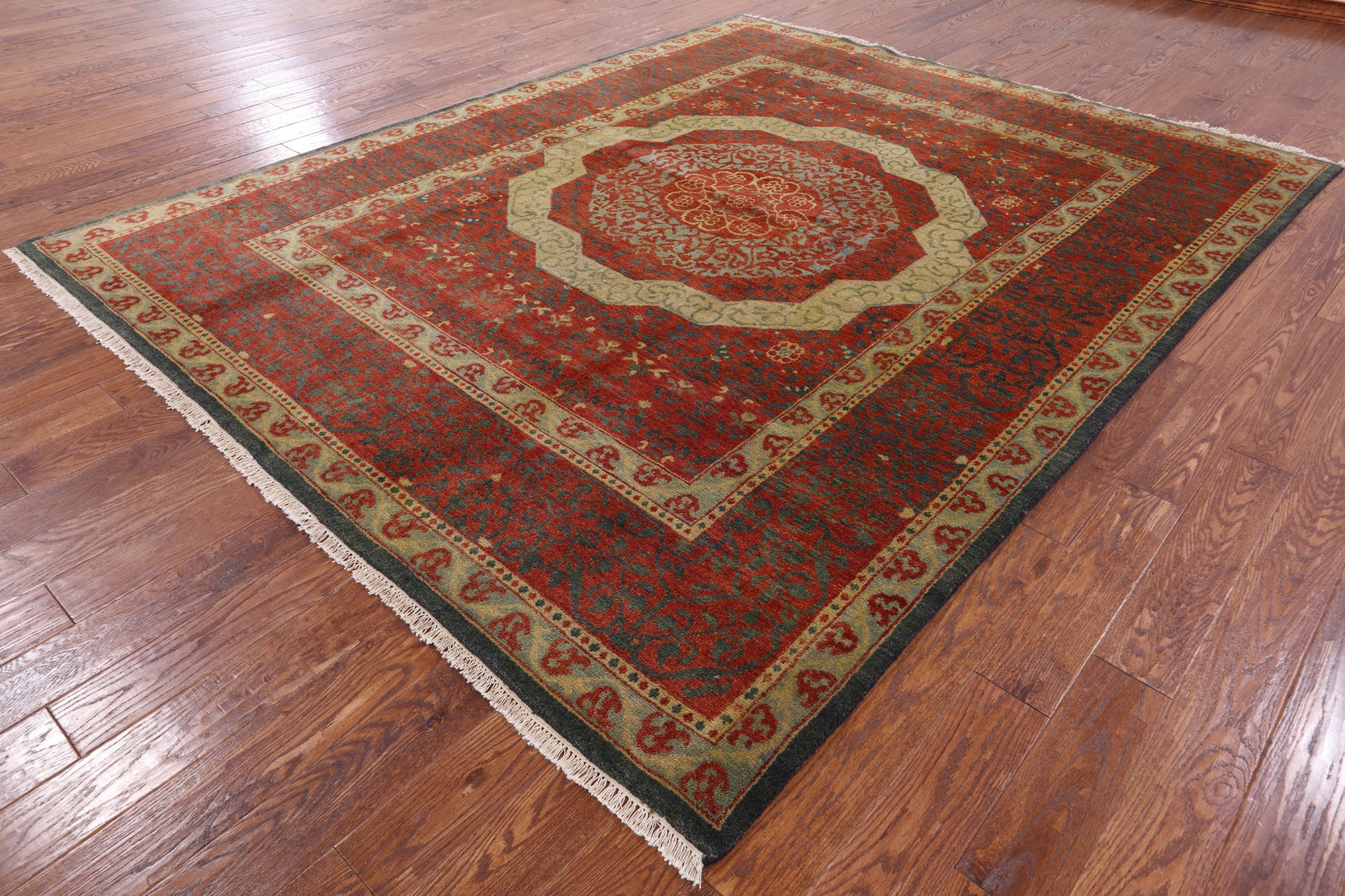 Geometric Persian Mamluk Hand Knotted Wool Rug - 8' 0" X 10' 0'' - Golden Nile