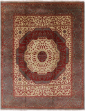 Geometric Persian Mamluk Hand Knotted Wool Rug - 8' 0" X 10' 0'' - Golden Nile