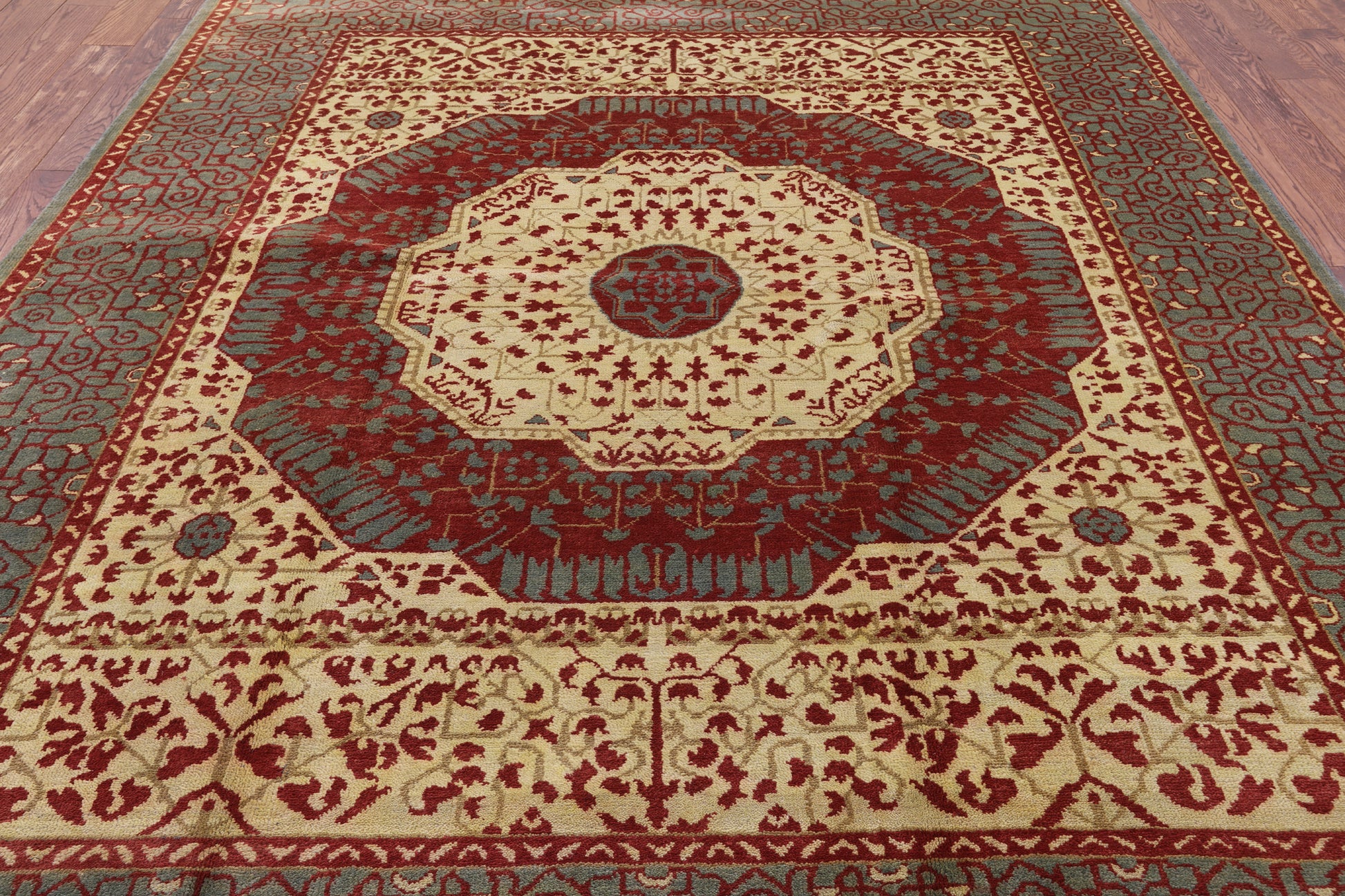 Geometric Persian Mamluk Hand Knotted Wool Rug - 8' 0" X 10' 0'' - Golden Nile