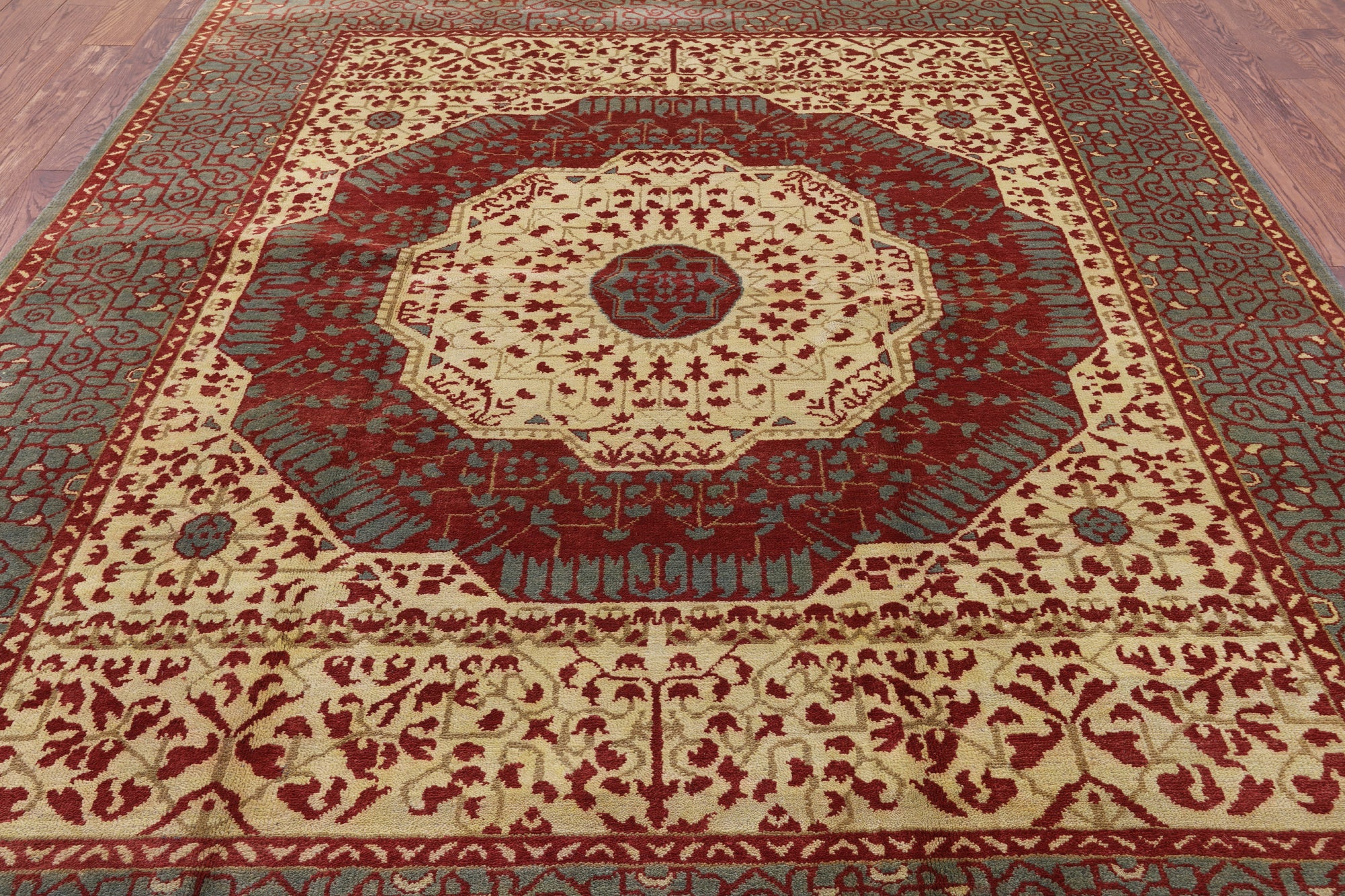 Geometric Persian Mamluk Hand Knotted Wool Rug - 8' 0" X 10' 0'' - Golden Nile